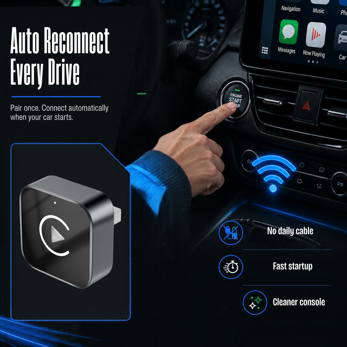 wired to wireless carplay adapter auto reconnect 