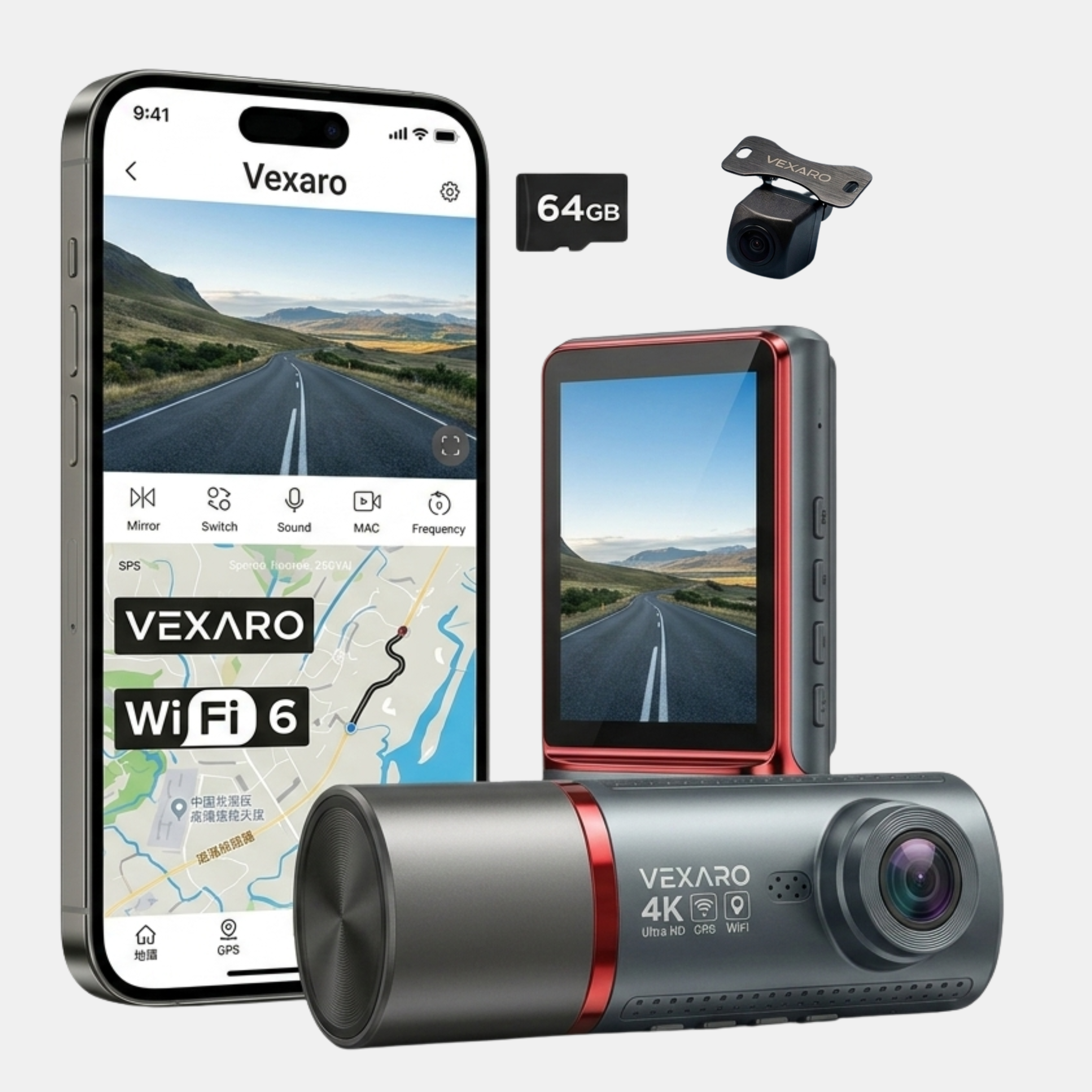 Vexaro 4K Dashcam – 3 Channel | GPS | Parking Mode