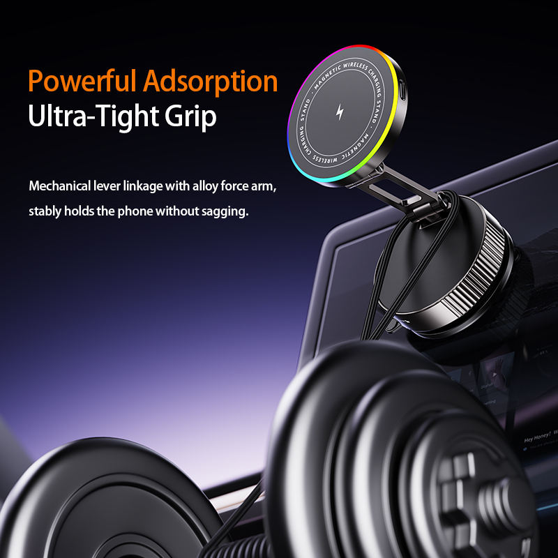 GripOra Volt™ 15W Magnetic Wireless Charging Car Mount | RGB | MagSafe Compatible